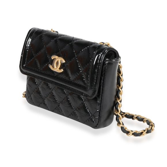 Chanel Black Quilted Patent Leather Mini Belt Bag - Picture 2 of 8